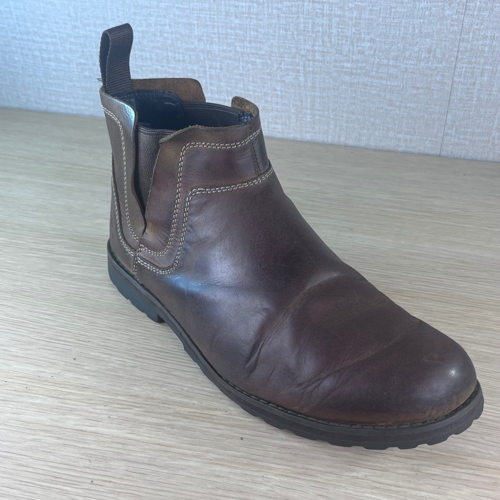 Timberland Chelsea Boots Brown Leather Pull On Ankle Boots Mens US 9 EU 43